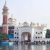 View of details of architecture inside Golden Temple - Harmandir Sahib in Amritsar, Punjab, India, Famous indian sikh landmark, Golden Temple, the main sanctuary of Sikhs in Amritsar, India photo