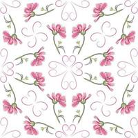 Modern seamless floral pattern, hand-drawn pink flowers on a white background. An elegant template for fashionable prints, printing, website design. vector