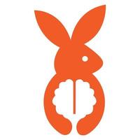 Rabbit Holding Brain Symbol icon vector