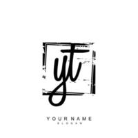 Initial YT Monogram with Grunge Template Design vector