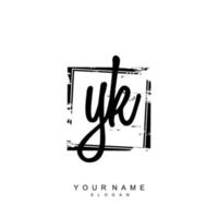 Initial YK Monogram with Grunge Template Design vector