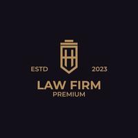 Vector letter H or HH with shield for law firm logo design concept