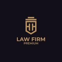 Vector letter H or HH with shield for law firm logo design concept