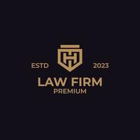 Vector letter H or HH with shield for law firm logo design concept