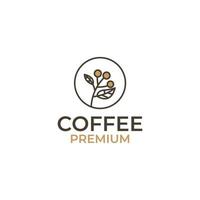 Vector coffee bean with leaf for natural cafe concept logo design illustration idea