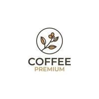 Vector coffee bean with leaf for natural cafe concept logo design illustration idea