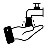 Hand with water tap showing concept of wudhu vector, easy to use icon vector