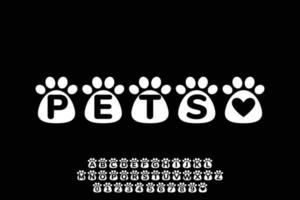 Cute animal paw font vector