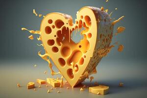 Heart shaped cheese for Cheese Lovers Day, National cheese lover's day celebration, . photo