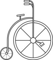 vector illustration of a circus bike, a bicycle with a large and small wheel, circus equipment, doodle and sketch