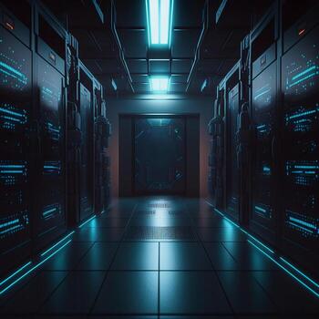 server racks in computer network security server room data center, network operating center server room, photo