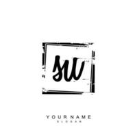 Initial SU Monogram with Grunge Template Design vector