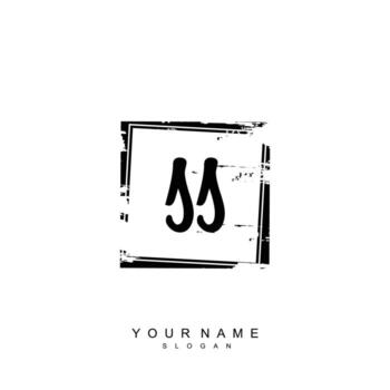 Initial SS Monogram with Grunge Template Design vector