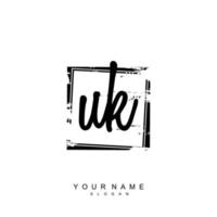 Initial UK Monogram with Grunge Template Design vector