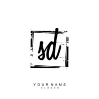 Initial SD Monogram with Grunge Template Design vector