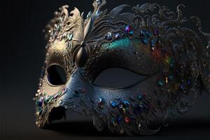 veneciano carnaval máscara con plumas, generativo ai. foto