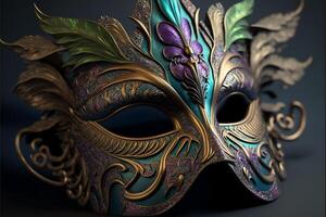 venetian carnival mask with feathers, . photo