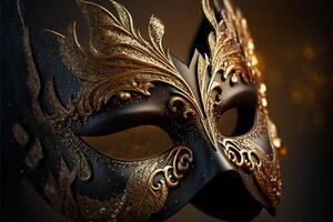 venetian carnival mask with feathers, . photo