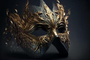 venetian carnival mask with feathers, generative ai. photo