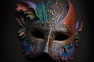 venetian carnival mask with feathers, . photo