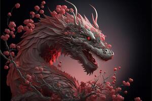 Chinese dragon fantasy background, Asian and Eastern mythological creature, Illustration for Chinese New Year, . photo