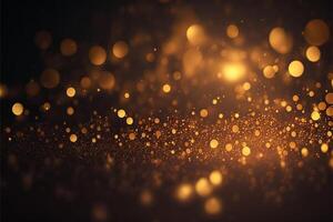 Gold dusty bokeh, star glitter background, Abstract background with bokeh effect. Texture background abstract black, gold, . photo