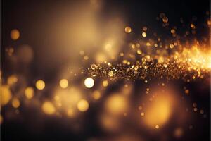 Gold dusty bokeh, star glitter background, Abstract background with bokeh effect. Texture background abstract black, gold, . photo