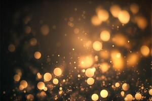 Gold dusty bokeh, star glitter background, Abstract background with bokeh effect. Texture background abstract black, gold, . photo