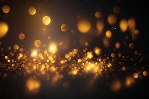 Gold dusty bokeh, star glitter background, Abstract background with bokeh effect. Texture background abstract black, gold, . photo