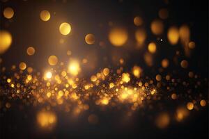 Gold dusty bokeh, star glitter background, Abstract background with bokeh effect. Texture background abstract black, gold, . photo