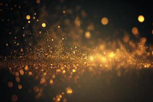 Gold dusty bokeh, star glitter background, Abstract background with bokeh effect. Texture background abstract black, gold, . photo