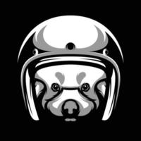 Red Ride Panda Black and White Mascot Design vector
