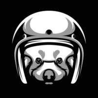 Red Ride Panda Black and White Mascot Design vector