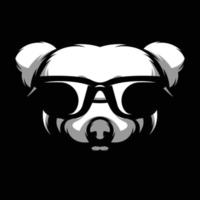 rojo gafas de sol panda negro y blanco mascota diseño vector