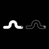 Worm earth earthworm rainworm caterpillar angleworm annelida invertebrate crawling larva set icon white color vector illustration image solid fill outline contour line thin flat style