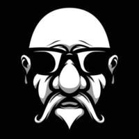 Old Man Sunglass Black and White Mascot Design vector