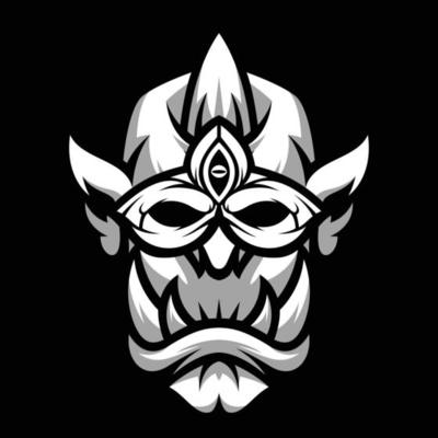 Ogre Mask Black and White Mascot Design