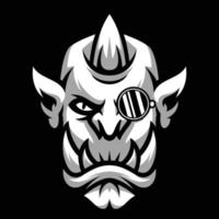 Ogre Glasses Black and White Mascot Design vector