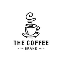 elegant retro coffeeshop logo concept. abstract a cup of coffee in a simple line outline logo style vector