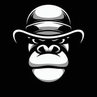 gorila gorra negro y blanco mascota diseño vector