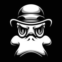 Duck Cap Black and White Mascot Design vector