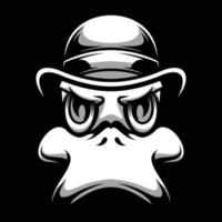 Duck Cap Black and White Mascot Design vector