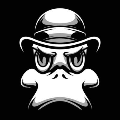 Duck Cap Black and White Mascot Design