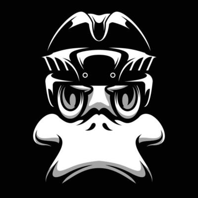 Duck Hockey Black and White Mascot Design