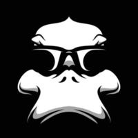 Pato gafas de sol negro y blanco mascota diseño vector
