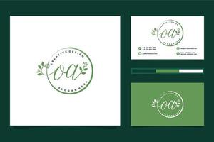 Initial OA Feminine logo collections and business card template Premium Vector