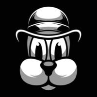 Dog Cap Black and White Mascot Design vector