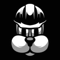 Dog Safety Helmet Black and White Mascot Design vector