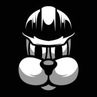 Dog Safety Helmet Black and White Mascot Design vector