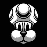 Dog Mushroom Hat Black and White Mascot Design vector